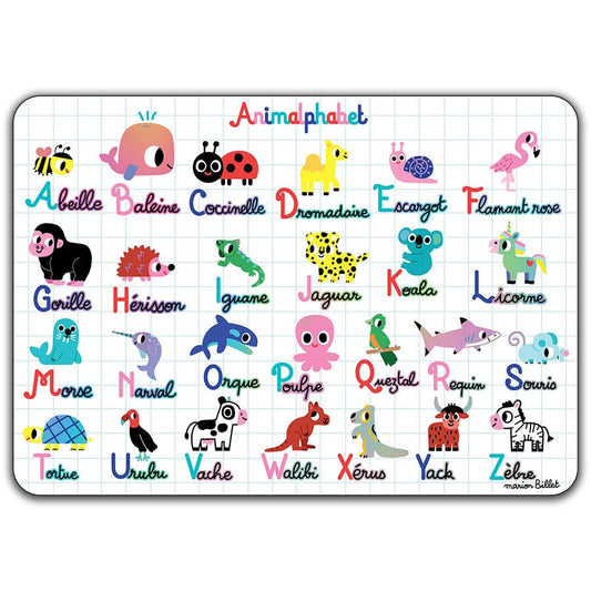 Alphabet Animaux Enfants - Set de table dorure Cartes d'Art 