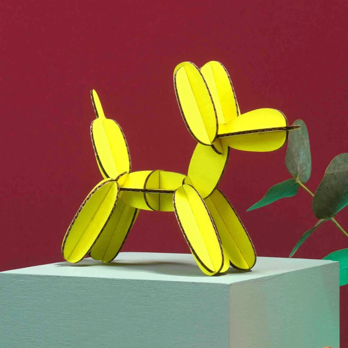 Balloon Dog - Kit en carton Assembli Fluor Yellow 